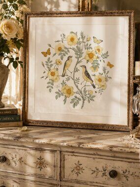 Marmont Hill "Birds and Butterflies" Framed Nature Botanical Wall Art